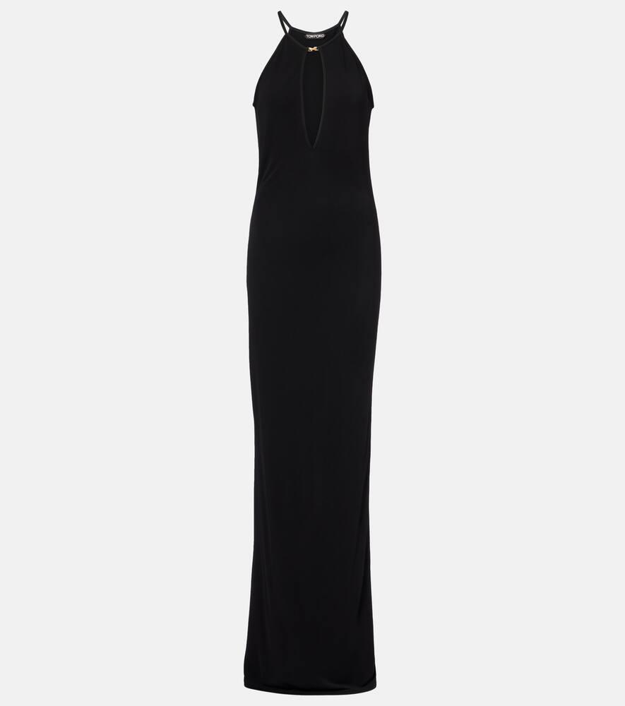tom ford cutout halterneck crêpe jersey gown