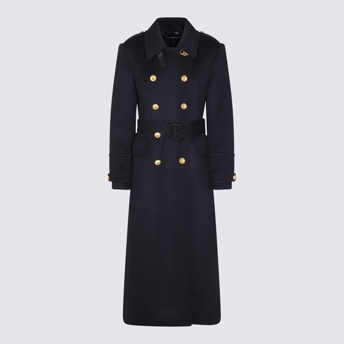 tom ford dark blue wool coat