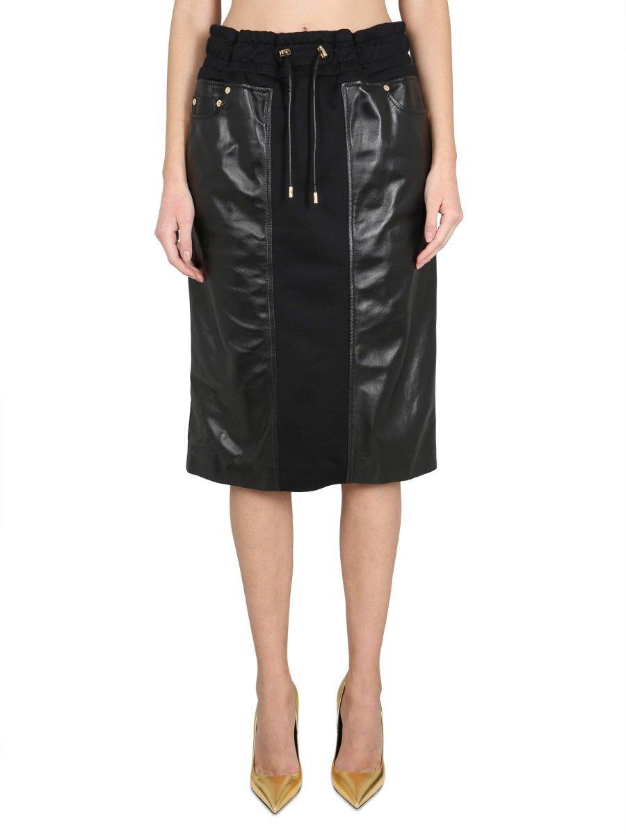 tom ford drawstring leather midi skirt