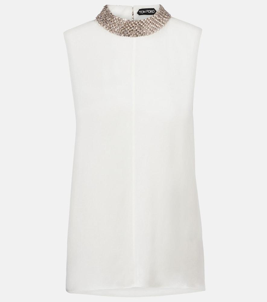 tom ford embellished silk satin top