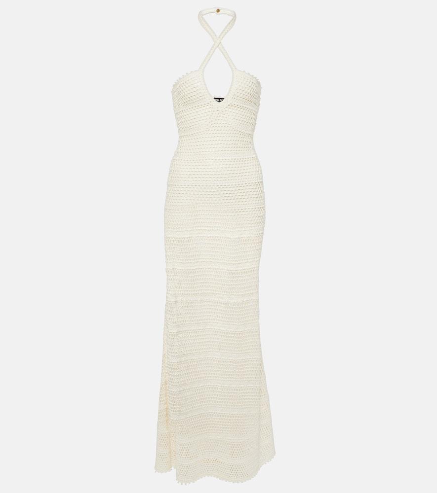 tom ford halterneck crochet maxi dress