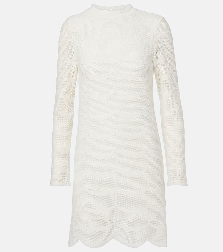tom ford knitted scalloped cotton and silk minidress