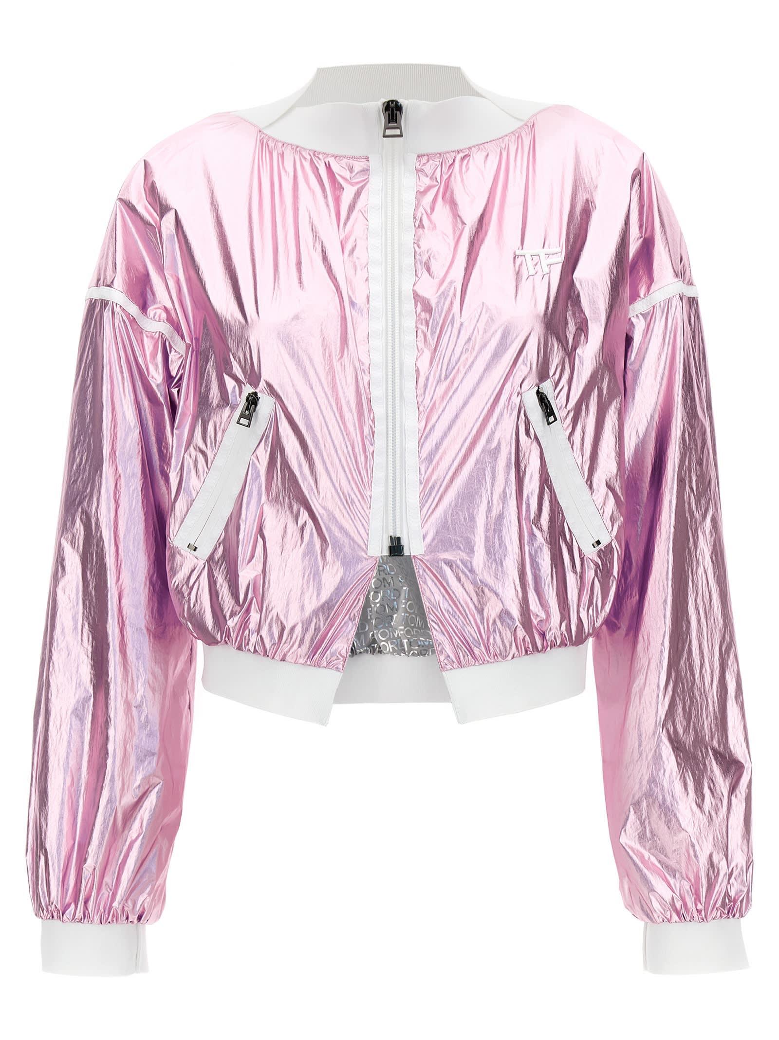 tom ford laminated track bomber jacket