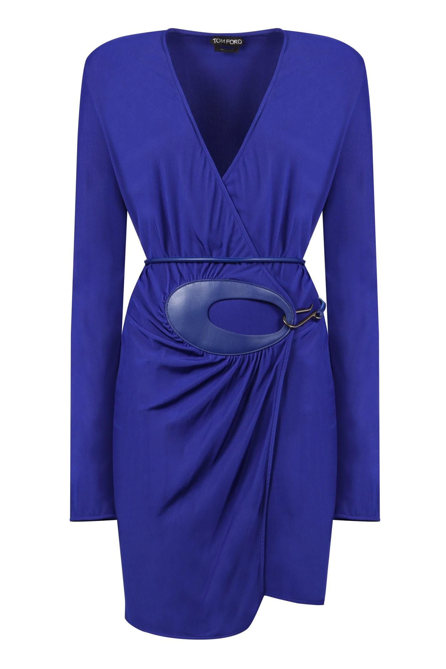tom ford leather belt wrap around mini dress