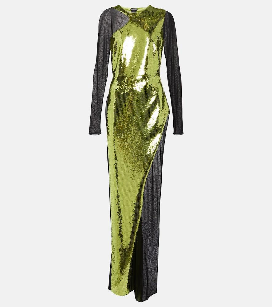 tom ford liquid sequin and tulle gown