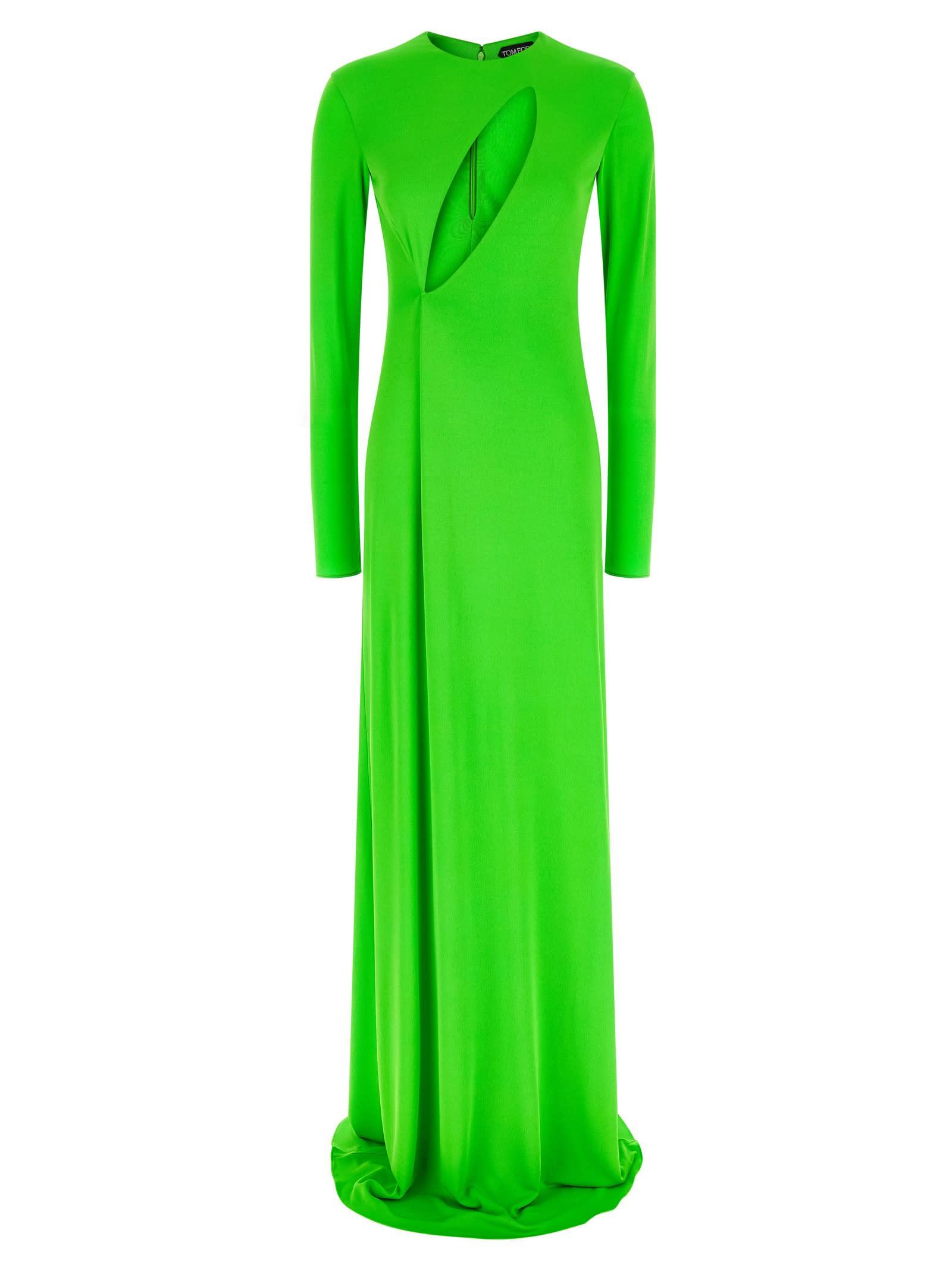 tom ford long sleeve slash front evening dress