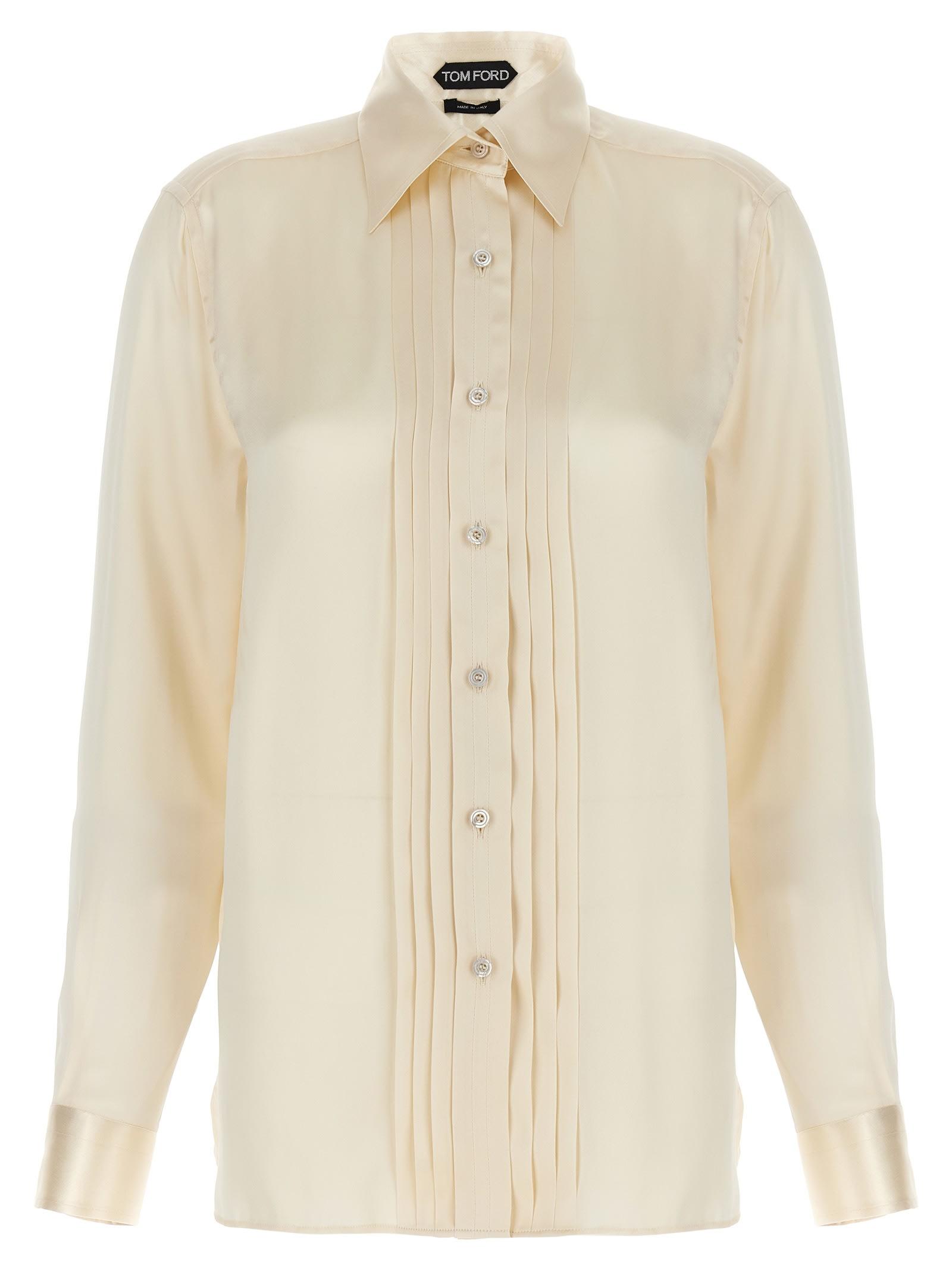tom ford pleated plastron shirt
