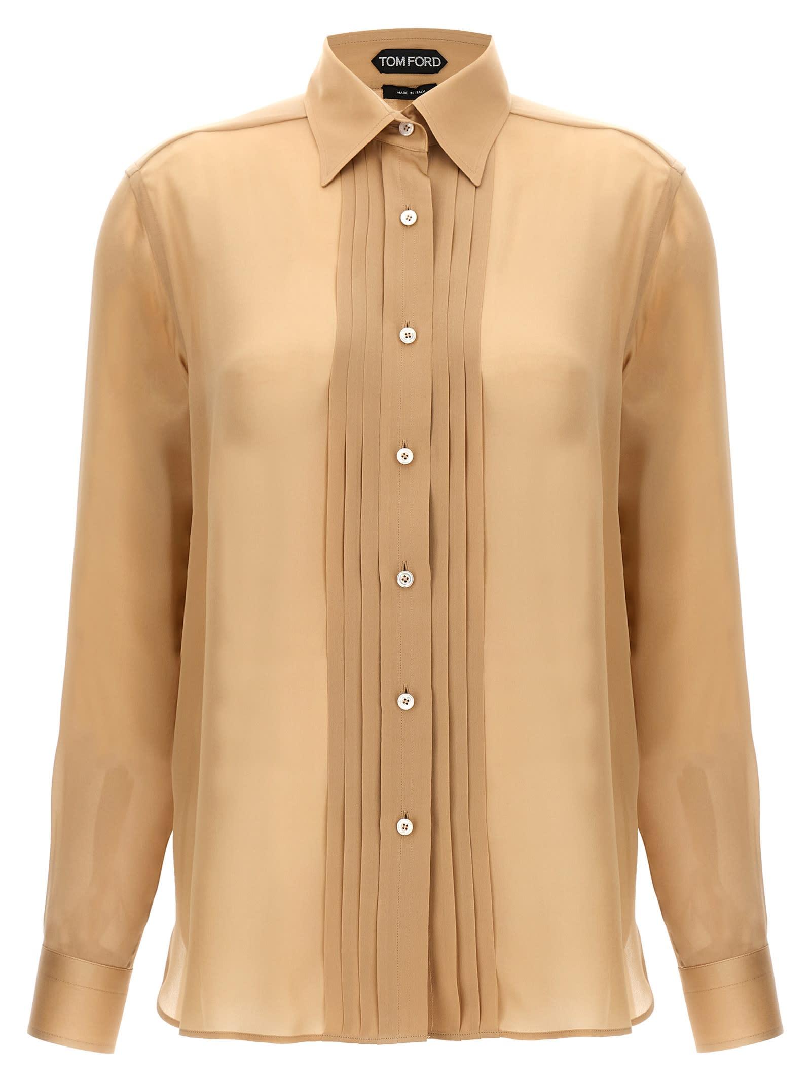 tom ford pleated plastron shirt