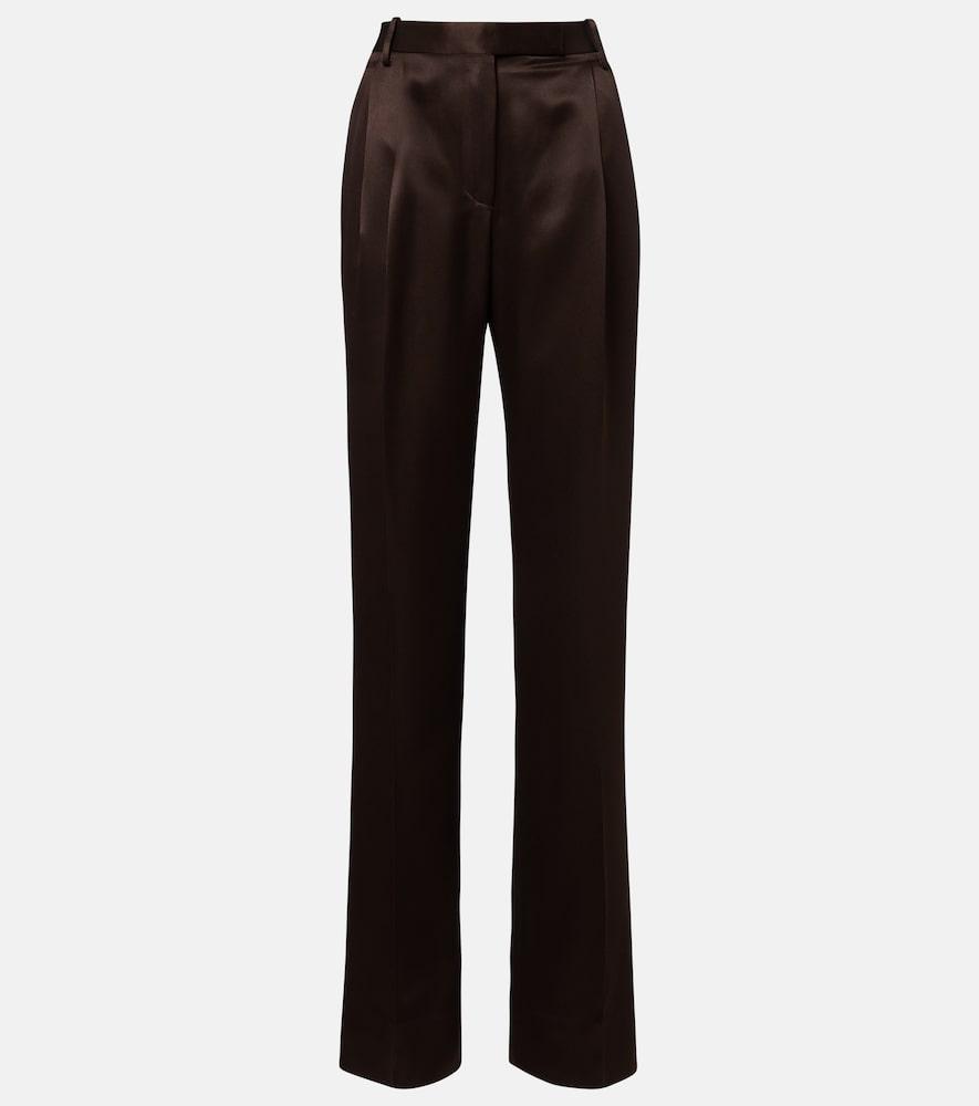 tom ford pleated silk straight pants