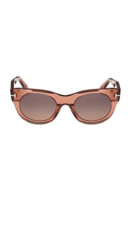 tom ford round sunglasses in brown.