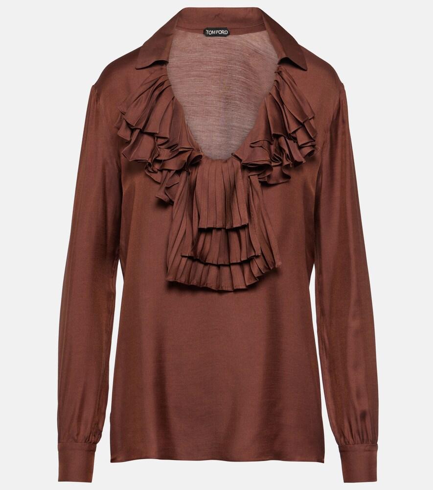 tom ford ruffled twill blouse