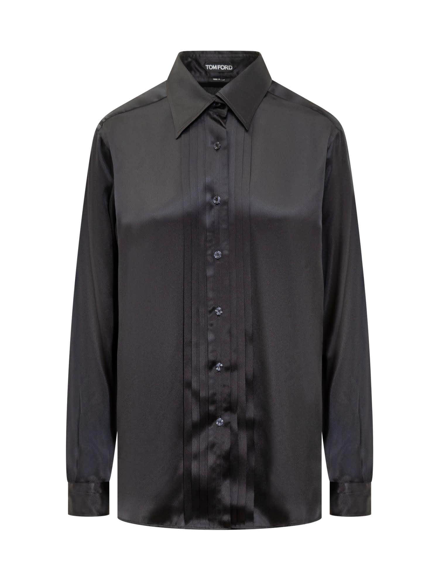 tom ford silk shirt with pleated detail