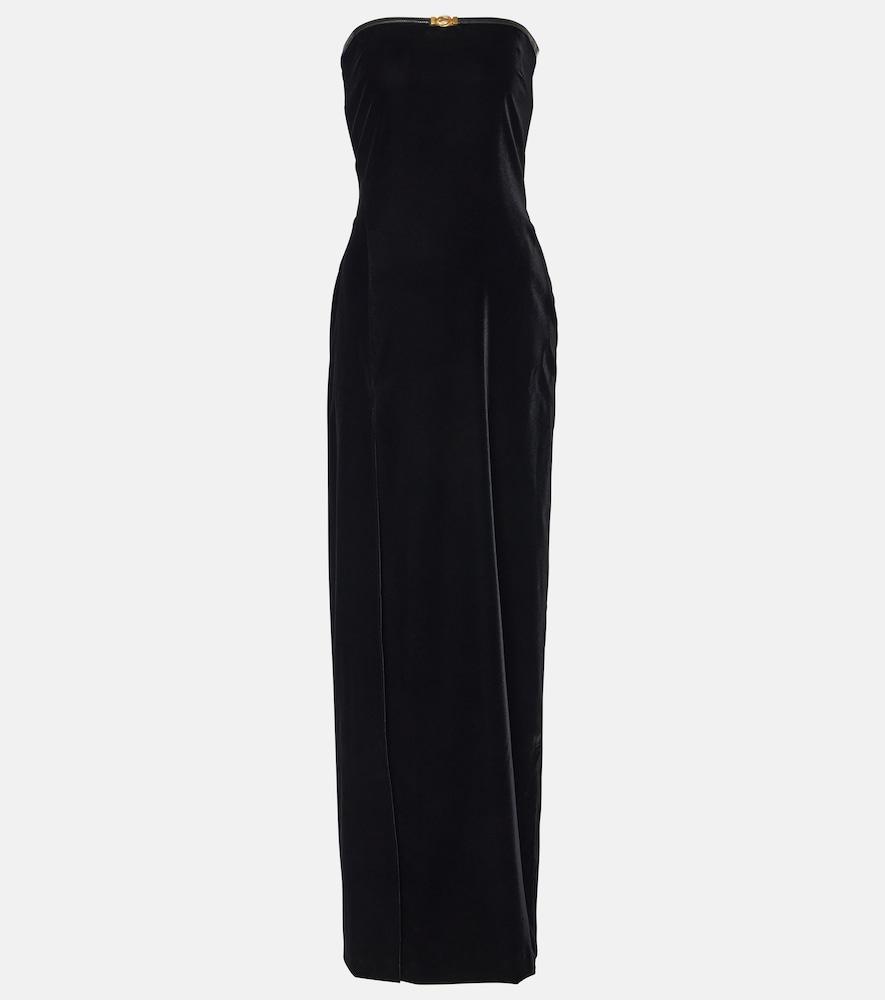 tom ford strapless velvet gown