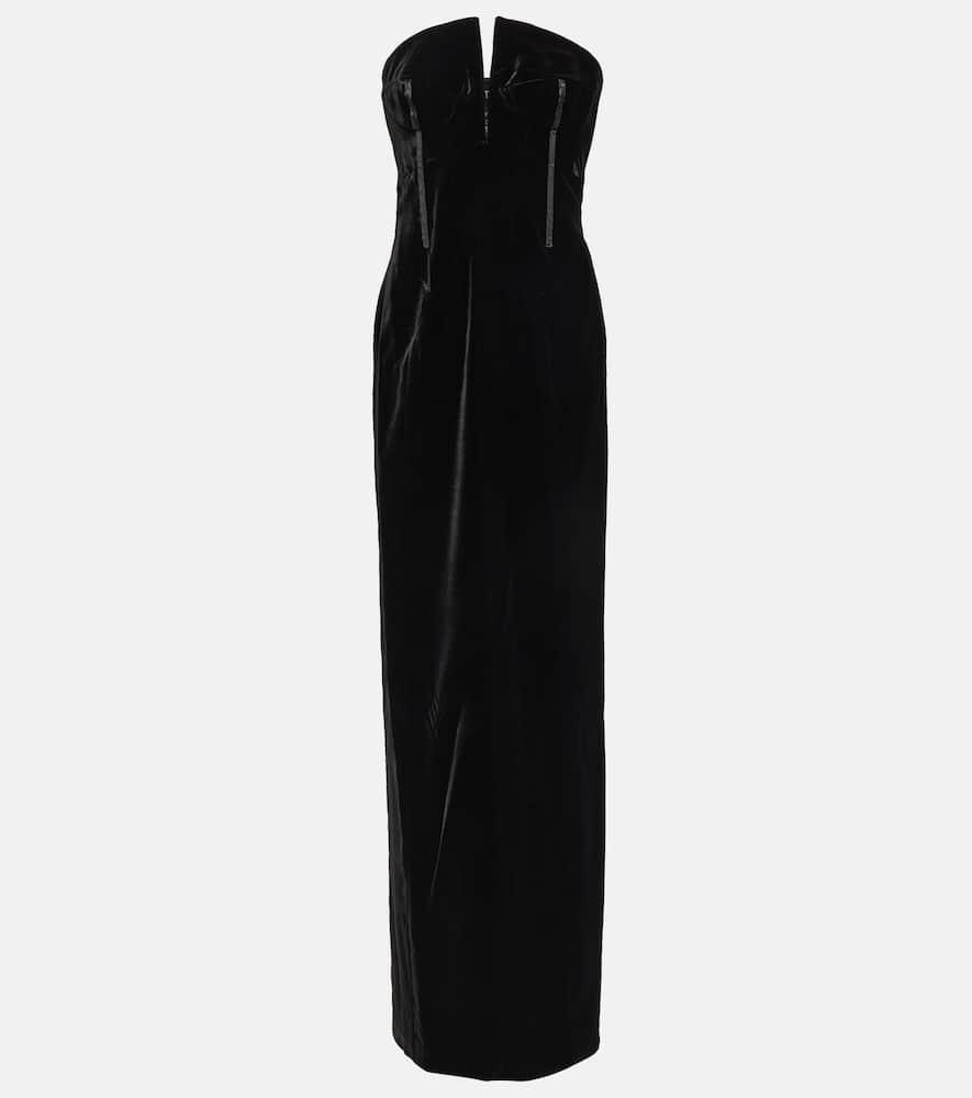 tom ford strapless velvet gown