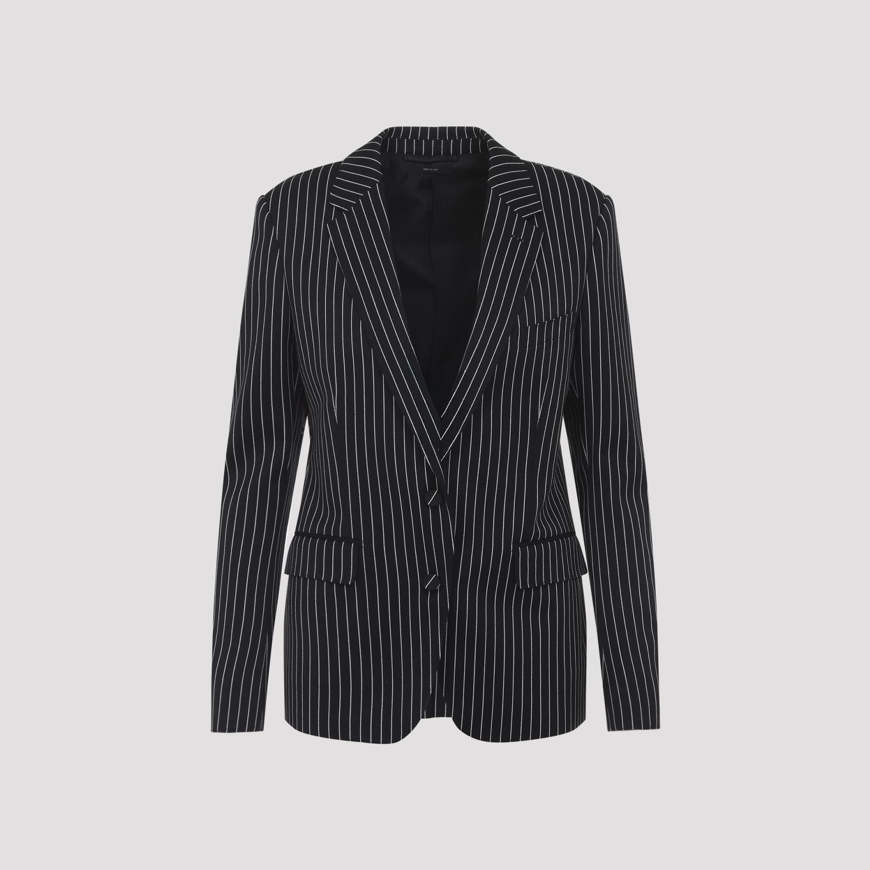 tom ford striped wool barathea jacket black cotton - women