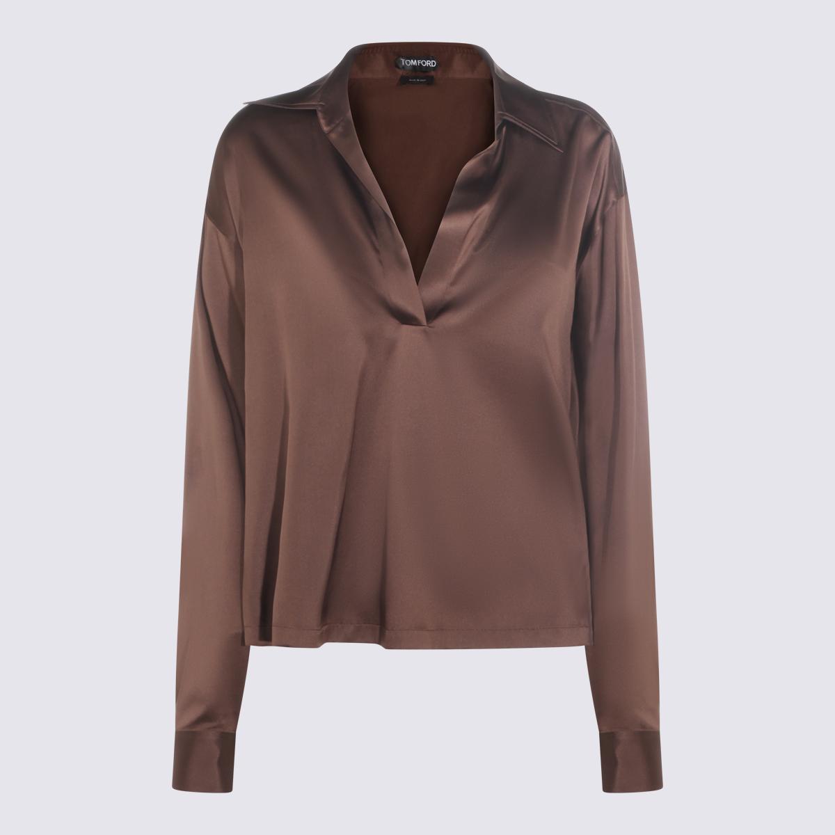 tom ford t-shirts and polos brown _silk elastan - women