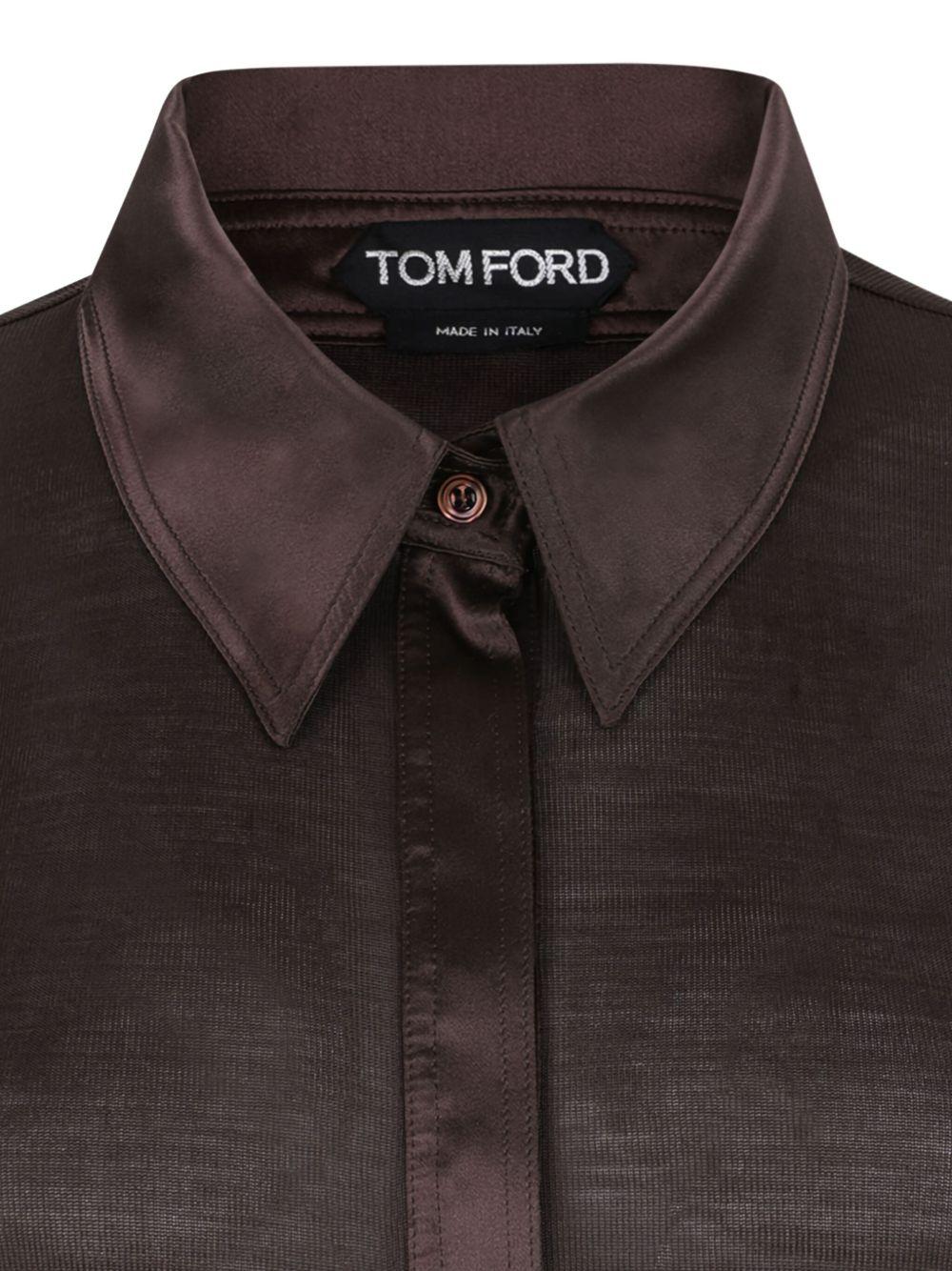tom ford t-shirts and polos brown silk - women