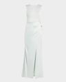 tommy draped open-back column gown