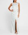 tommy draped open-back column gown