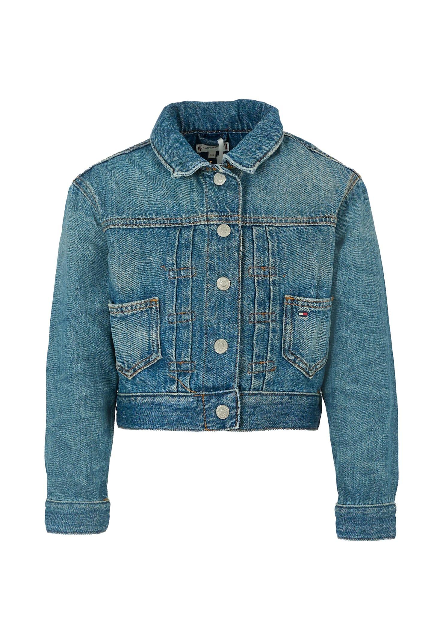 tommy hilfiger blue jacket for girl with logo