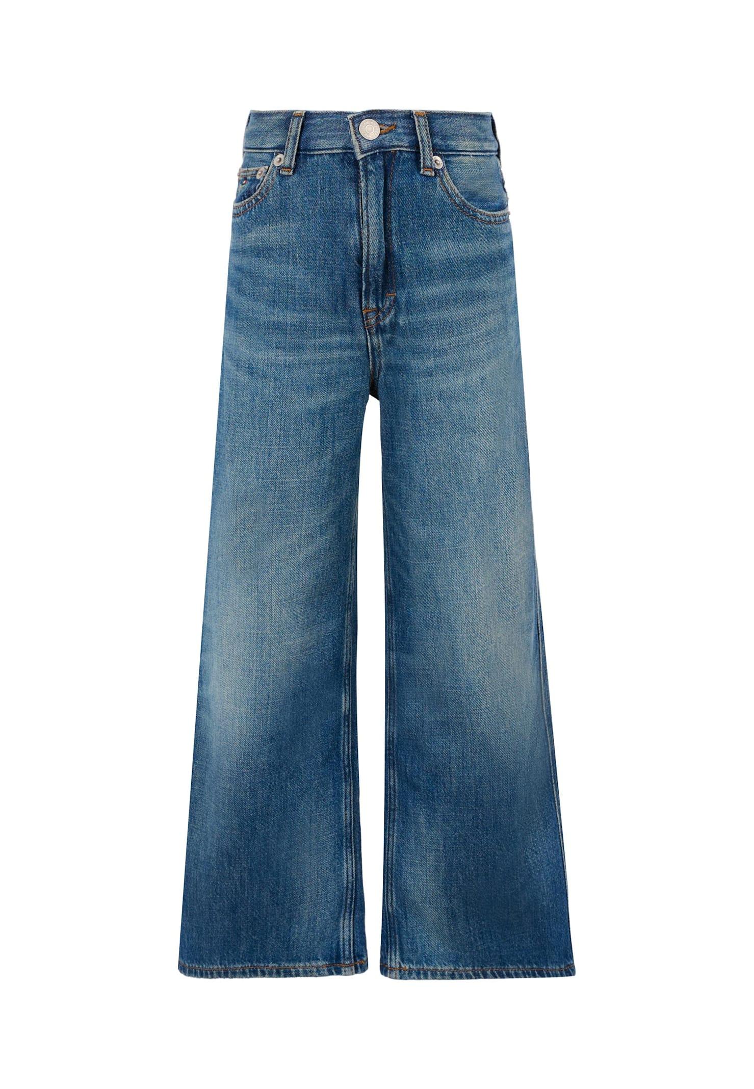 tommy hilfiger blue jeans for girl with logo