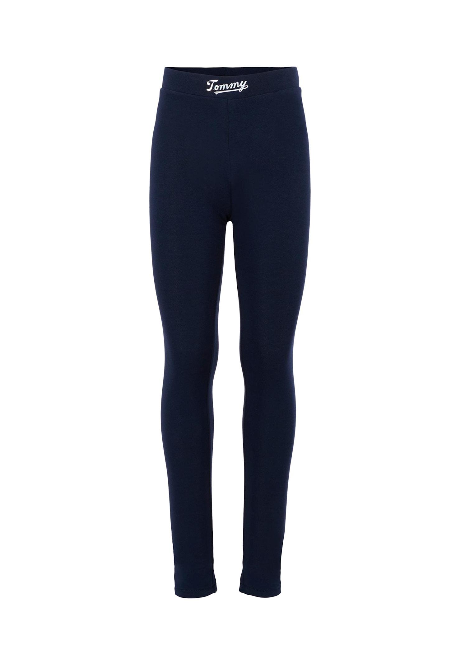 tommy hilfiger blue leggings for girl with silver logo
