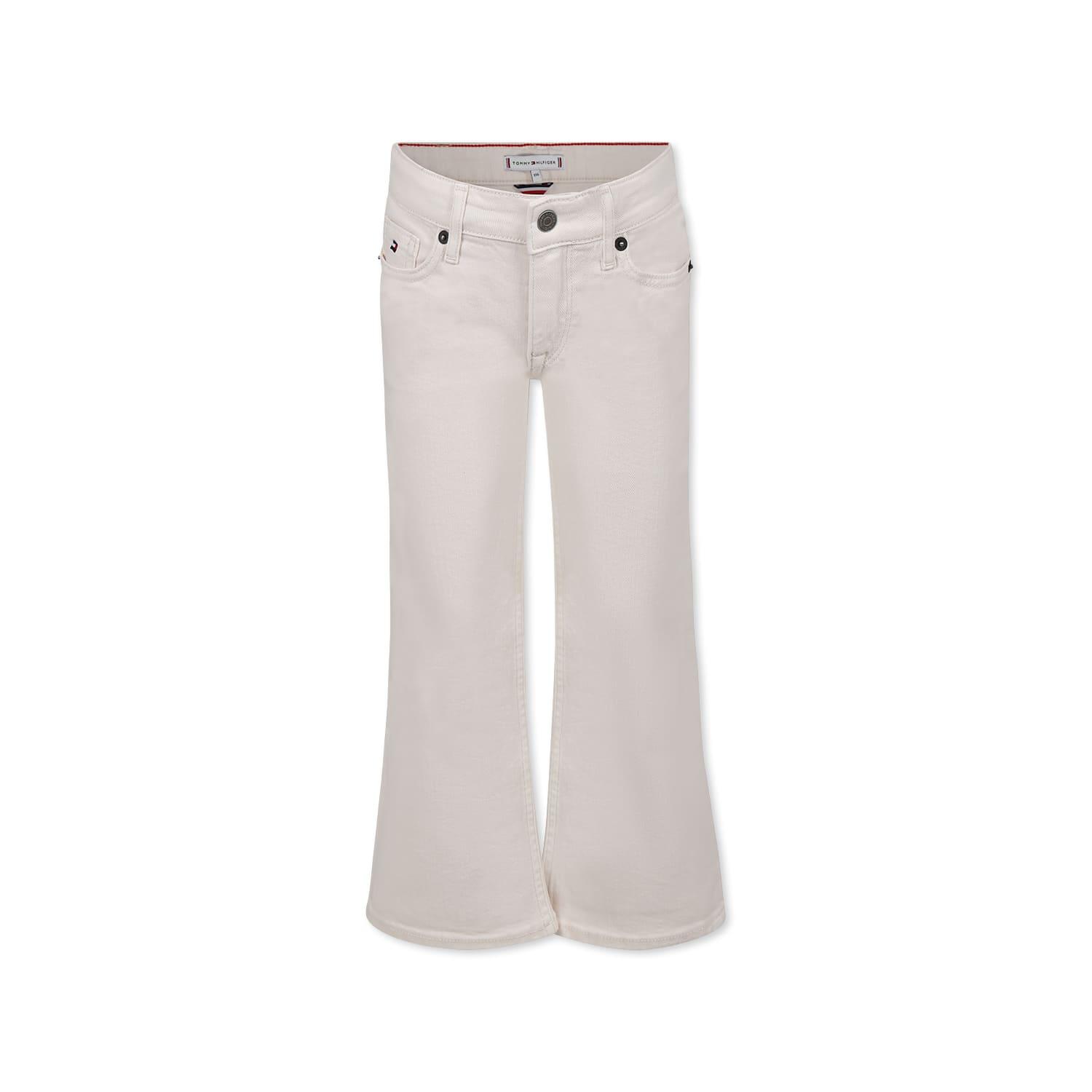 tommy hilfiger ivory jeans for girl with logo