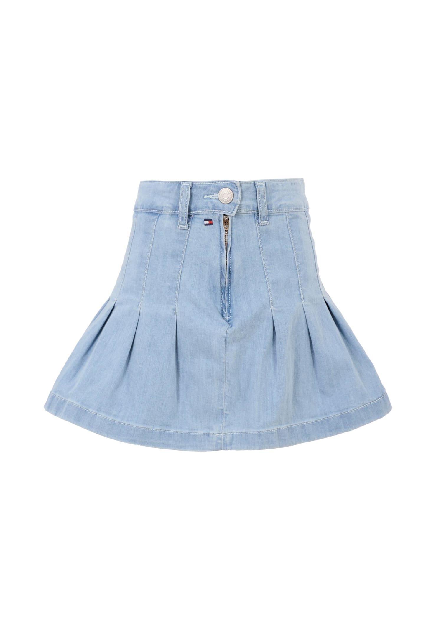 tommy hilfiger light blue skirt for girl with flag