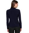 tommy hilfiger long sleeve collard button-down blouse midnight md (us 8-10)