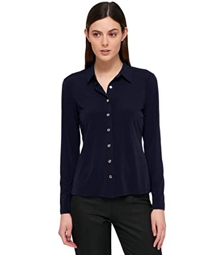 tommy hilfiger long sleeve collard button-down blouse midnight md (us 8-10)