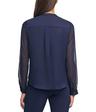 tommy hilfiger long sleeve ruffle front blouse midnight sm (us 4-6)