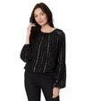 tommy hilfiger long sleeve stripe blouse black/silver xl (us 16-18)