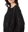 tommy hilfiger long sleeve stripe blouse black/silver xl (us 16-18)
