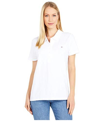 tommy hilfiger solid short sleeve polo white md (us 8-10)