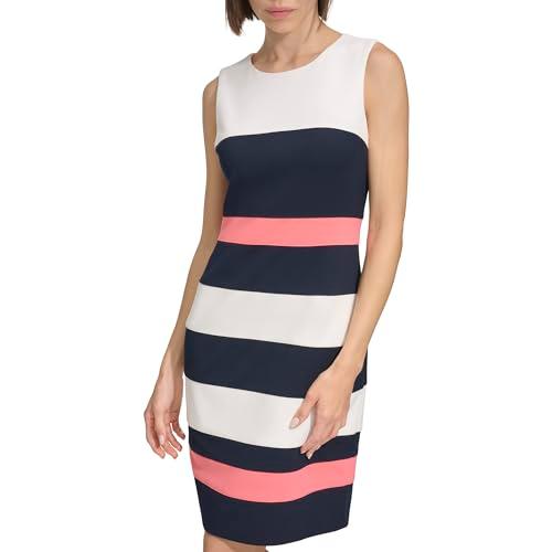 tommy hilfiger women's dresses,ivory/sky captain/sherbet,6