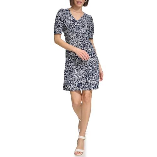 tommy hilfiger women's dresses dress,sky captain/ivory,12