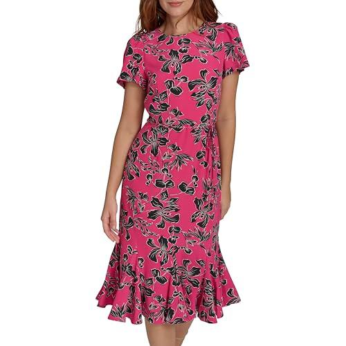 tommy hilfiger women's dresses midi,hot pink multi,4