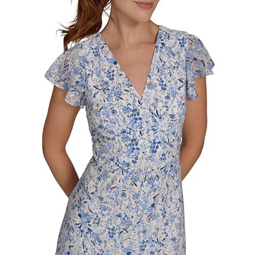 tommy hilfiger women's dresses midi dress, french blue multi, 16