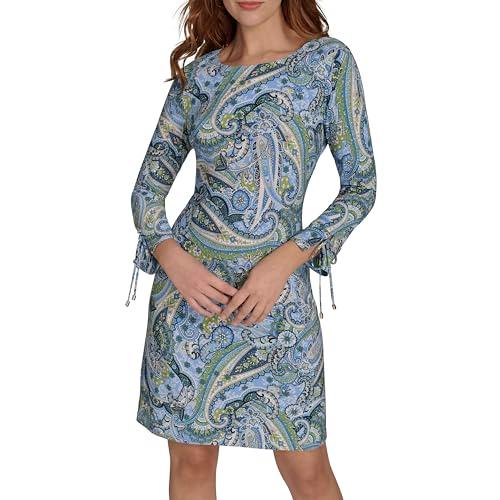 tommy hilfiger women's dresses shift dress, french blue multi, 14