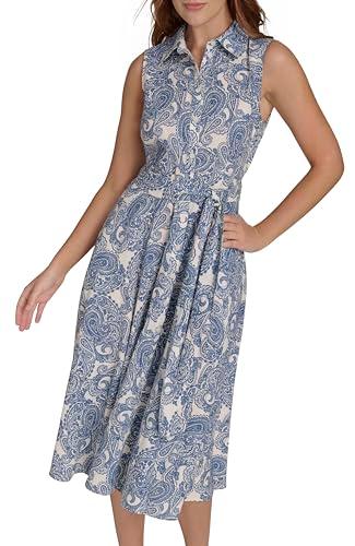 tommy hilfiger women's dresses shirt dress,bright white/french blue,16