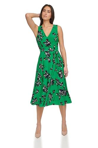 tommy hilfiger women's floral midi fit and flare jolly green multi 16