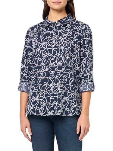 tommy hilfiger women's long sleeve button up roll tab sleeve shirt, sky captain multi, large