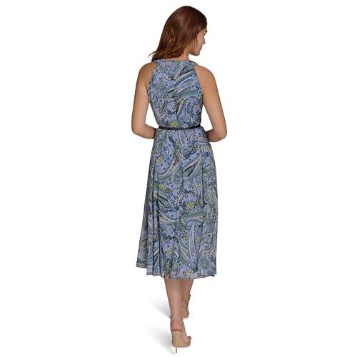 tommy hilfiger women's midi dress dresses, french blue multi, 4p