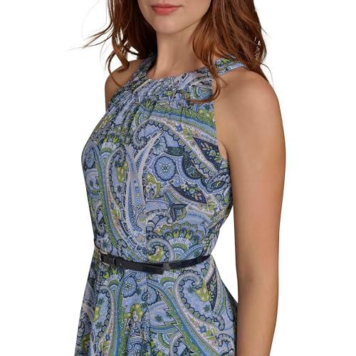 tommy hilfiger women's midi dress dresses, french blue multi, 4p