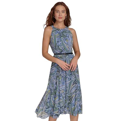 tommy hilfiger women's midi dress dresses, french blue multi, 4p