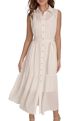 tommy hilfiger women's shirt dress dresses, ivory, 4