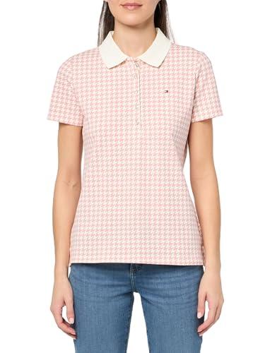 tommy hilfiger women's sportswear short sleeve printed polo, bridal rose multi, xs