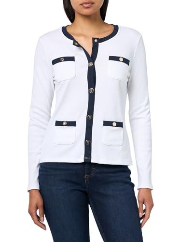 tommy hilfiger women's sportswear solid ribbed cardigan top, bright white, large