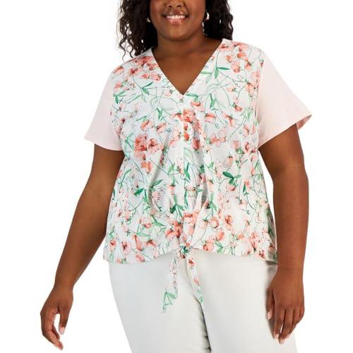tommy hilfiger women's sportswear top, ivory multi, 0x
