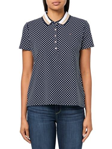 tommy hilfiger womens short sleeve dot print cotton pique sportswear top, sky captain/bright white, large